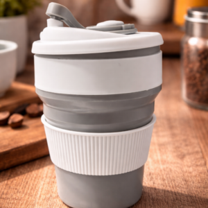 Taza de café portátil y plegable reforzado